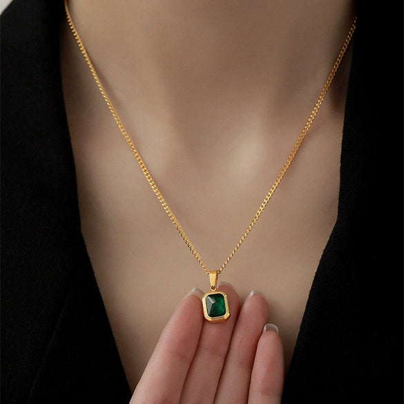 Necklace Titanium Steel Geometric Rhinestone Diamond Women's Retro
