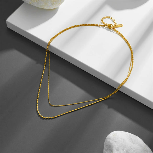 Necklace Titanium Steel Geometric Vacuum Electroplated In Furnace Oval Design Unisex
