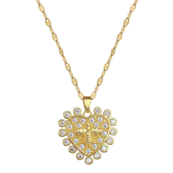 Necklace Titanium Steel Geometric Zircon Copper Pendant Unisex