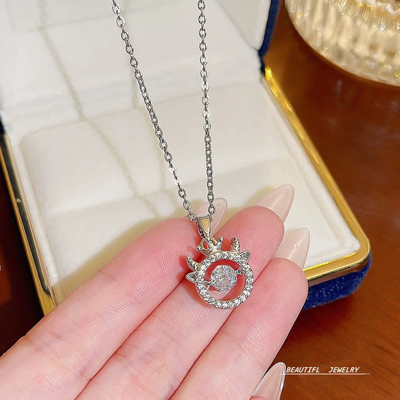 Necklace Titanium Steel Geometric Zircon Mixed Gemstone Setting For Women