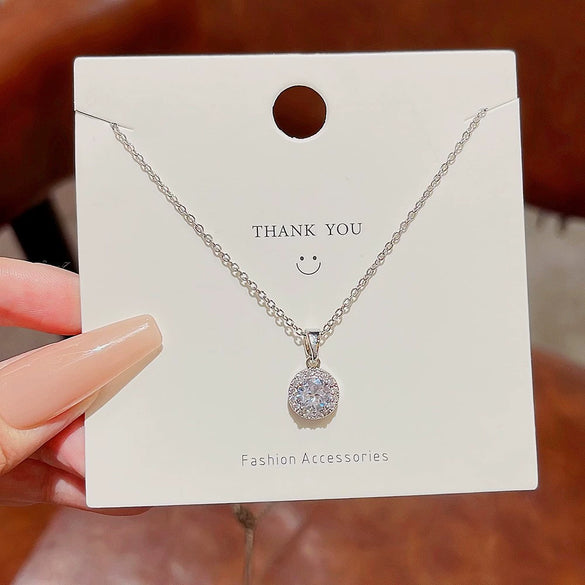 Necklace Titanium Steel Geometric Zircon Mixed Gemstone Setting For Women