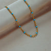 Necklace Titanium Steel Gold Beads Turquoise Beaded Braided Geometric Retro Electroplating