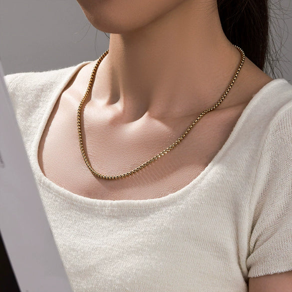 Necklace Titanium Steel Gold Plated Copper Ball Chain Electroplating Unisex