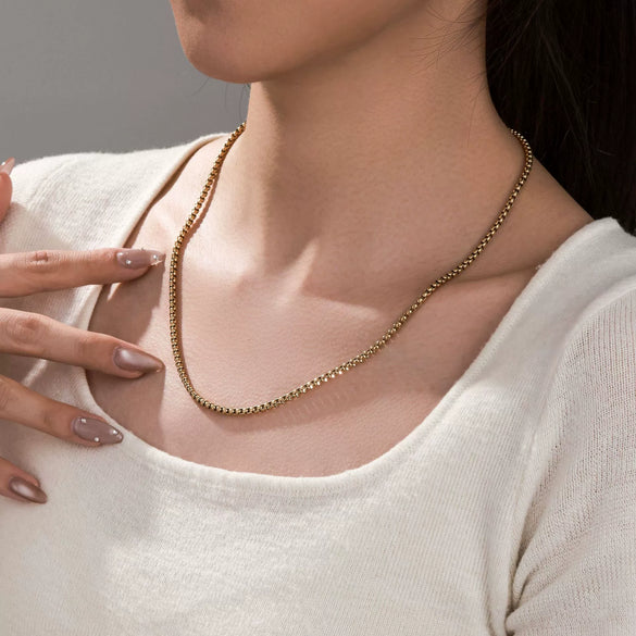 Necklace Titanium Steel Gold Plated Copper Ball Chain Electroplating Unisex