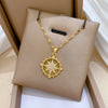 Necklace Titanium Steel Gold Plated Copper Full Diamond Micropaved Zircon Sun Eightpointed Star Geometric Cartoon Style