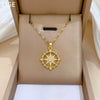 Necklace Titanium Steel Gold Plated Copper Full Diamond Micropaved Zircon Sun Eightpointed Star Geometric Cartoon Style