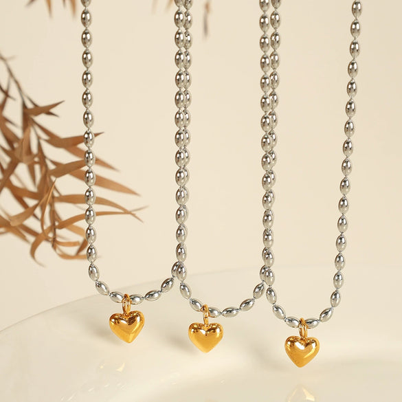 Necklace 316L Stainless Steel Gold Plated Love Design Joker Style For Women