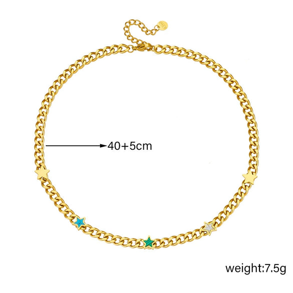 Necklace Titanium Steel Gold Plated Oval Geometric Five Pointed Star Love Butterfly Pattern Accessories