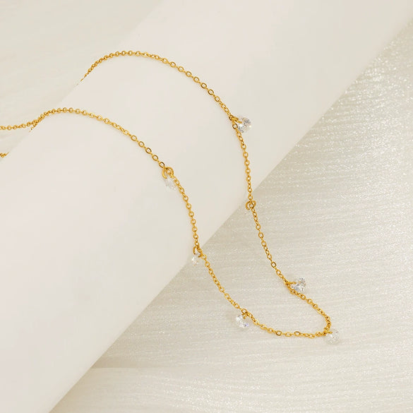 Necklace 316L Stainless Steel Gold Zircon Geometric Fashion Electroplated Ochain Women's
