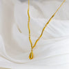 Necklace Titanium Steel Goldplated Irregular Curved Tube Wave Chain Water Drop Pendant Electroplating Women's