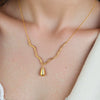 Necklace Titanium Steel Goldplated Irregular Curved Tube Wave Chain Water Drop Pendant Electroplating Women's