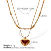Necklace 316L Stainless Steel Heart Doublelayer Electroplated Red Acrylic Pendant For Women