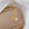 Necklace Titanium Steel Heart Full Diamond Real Gold Electroplated Light Luxury Style Unisex Cartoon Geometric Accessories