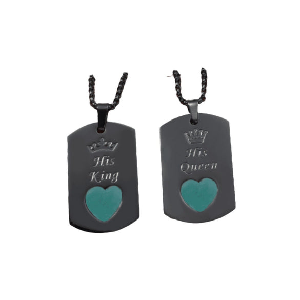 Necklace Titanium Steel Heart Pendant Dripping Glue Couple Style
