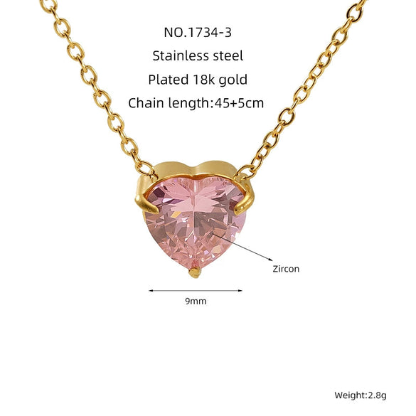 Necklace 316L Stainless Steel Heart Pendant Electroplating Cross Chain For Women