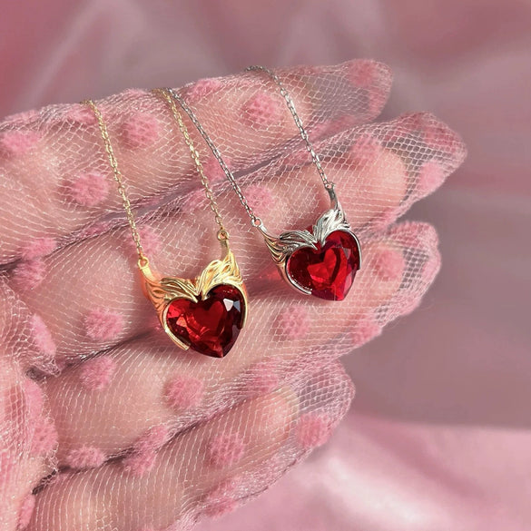 Necklace Titanium Steel Heart Zircon Mixed Gem Inlay Geometric Pattern 18K Gold Plated Electroplating For Women