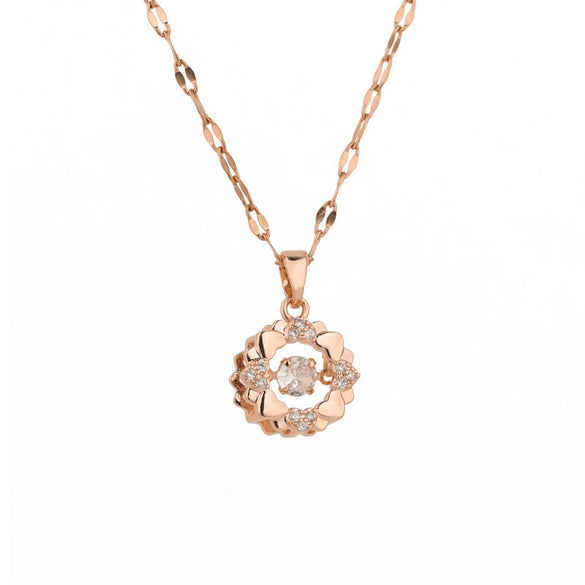 Necklace Titanium Steel Heartshaped Diamondinlaid For Women