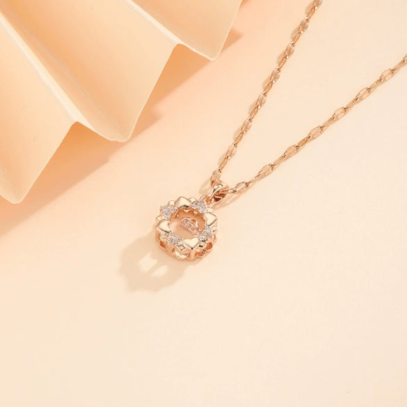 Necklace Titanium Steel Heartshaped Diamondinlaid For Women