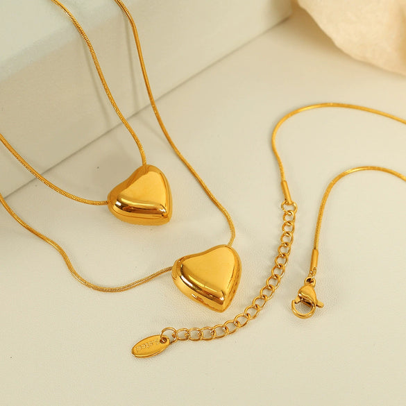 Necklace 316L Stainless Steel Heartshaped Pendant Electroplated Love Collarbone Chain