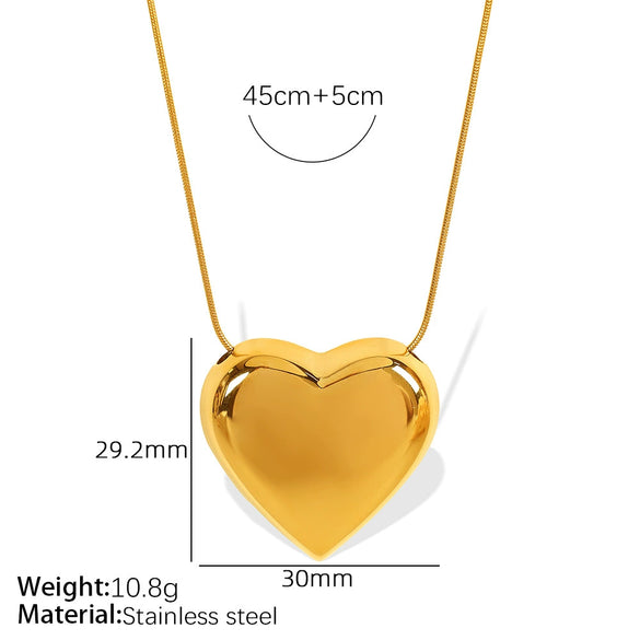 Necklace 316L Stainless Steel Heartshaped Pendant Electroplated Love Collarbone Chain
