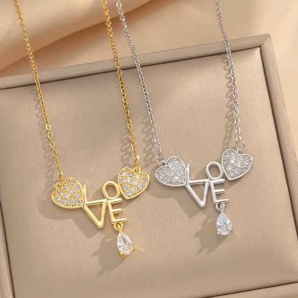 Necklace Titanium Steel Heartshaped Retro Fashion Creative Design Electroplating For Women