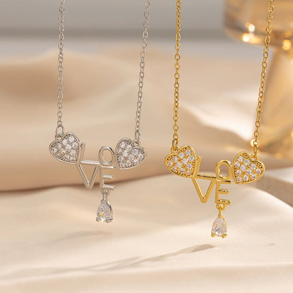 Necklace Titanium Steel Heartshaped Retro Fashion Creative Design Electroplating For Women
