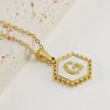 Necklace 316L Stainless Steel Hexagonal Natural Shell Letter Gold Inlaid Pendant For Women