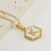 Necklace 316L Stainless Steel Hexagonal Natural Shell Letter Gold Inlaid Pendant For Women