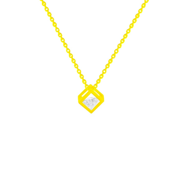 Necklace Titanium Steel Hollow Love Rubik's Cube Geometric Pendant Cross Chain Set With Precious Stones For Women