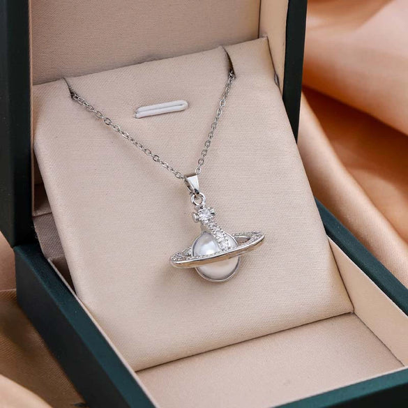 Necklace Titanium Steel Imitation Pearl Pendant Mixed Gemstone Inlay Star Shape Geometric Electroplating O Chain Women's