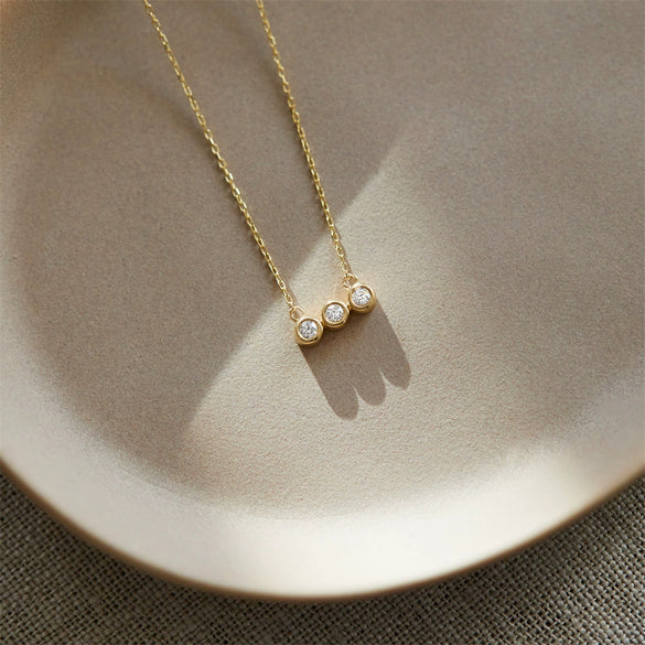 Necklace Titanium Steel Inlaid Zircon Geometric Round Traffic Lights Birthstone Pendant Electroplating For Women