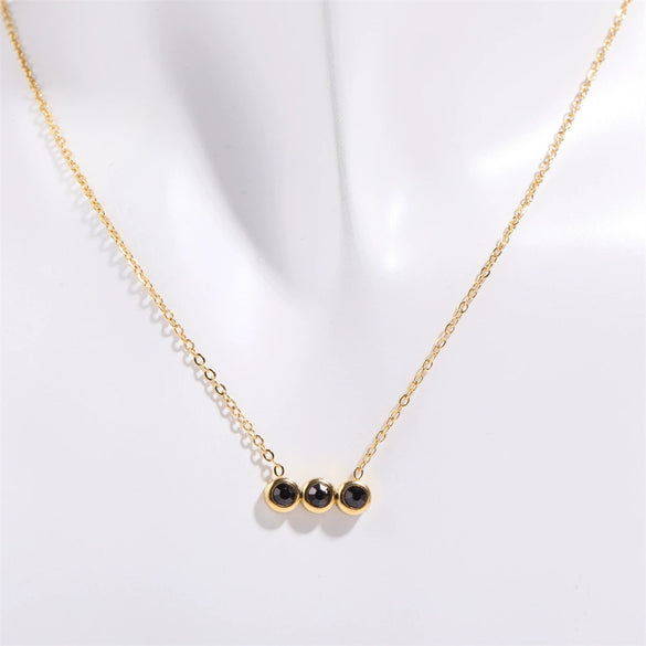 Necklace Titanium Steel Inlaid Zircon Geometric Round Traffic Lights Birthstone Pendant Electroplating For Women