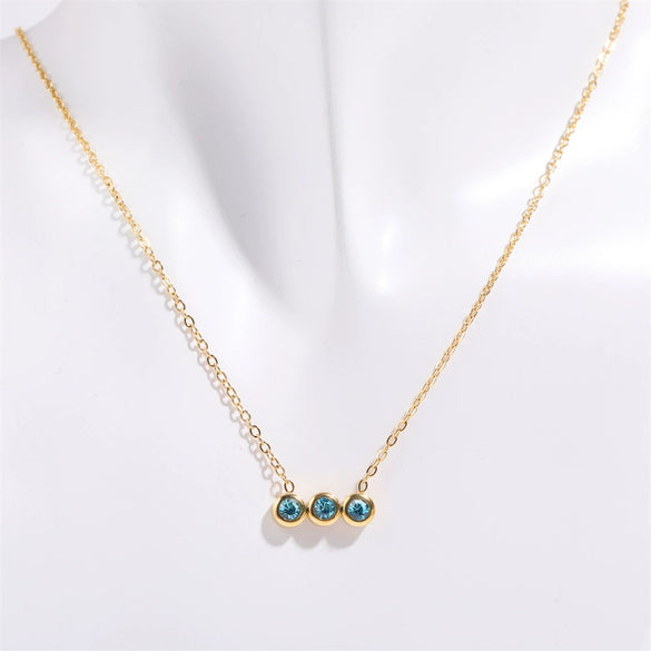 Necklace Titanium Steel Inlaid Zircon Geometric Round Traffic Lights Birthstone Pendant Electroplating For Women