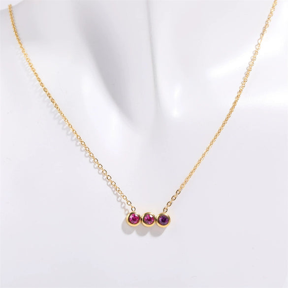 Necklace Titanium Steel Inlaid Zircon Geometric Round Traffic Lights Birthstone Pendant Electroplating For Women