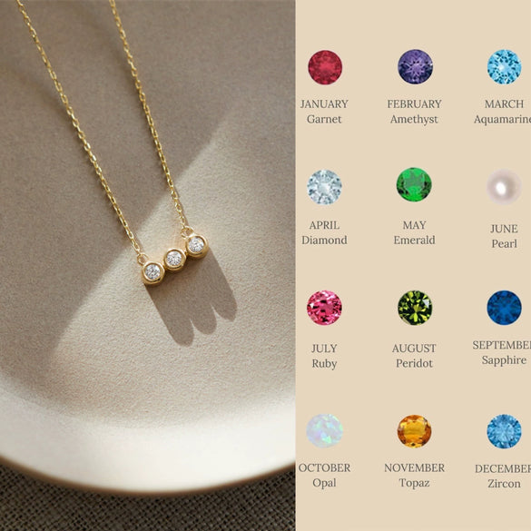 Necklace Titanium Steel Inlaid Zircon Geometric Round Traffic Lights Birthstone Pendant Electroplating For Women