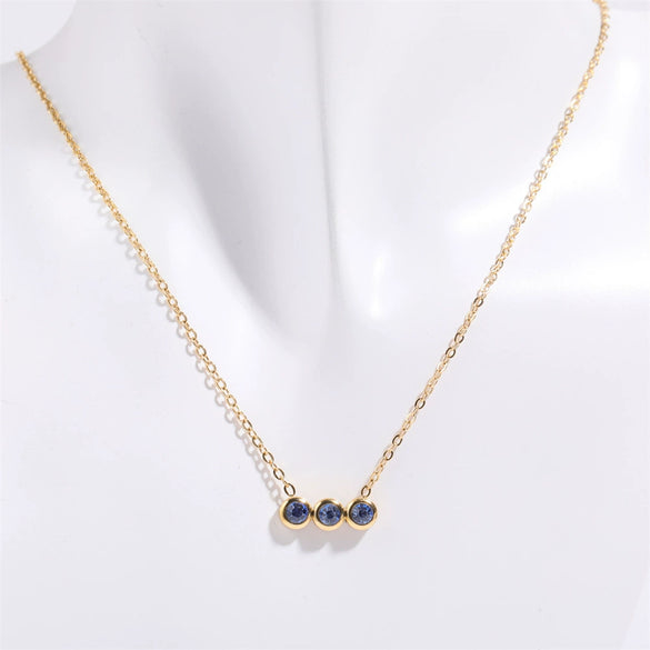Necklace Titanium Steel Inlaid Zircon Geometric Round Traffic Lights Birthstone Pendant Electroplating For Women