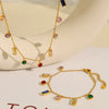 Necklace 316L Stainless Steel 18K Gold Plated Geometric Round Rectangular Zircon Fashion