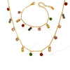 Necklace 316L Stainless Steel 18K Gold Plated Geometric Round Rectangular Zircon Fashion