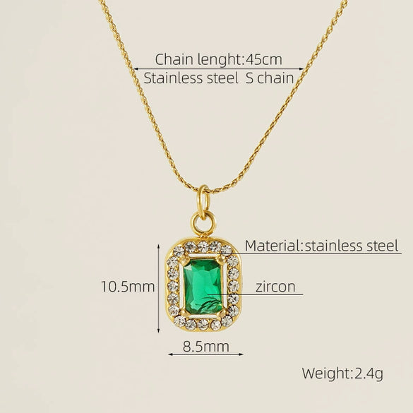 Necklace 316L Stainless Steel 18K Gold Plated Light Luxury Geometric Inlaid Zircon Sshaped Pendant For Women