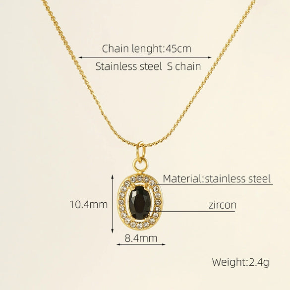 Necklace 316L Stainless Steel 18K Gold Plated Light Luxury Geometric Inlaid Zircon Sshaped Pendant For Women