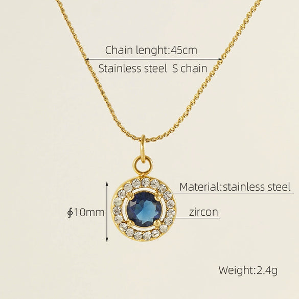 Necklace 316L Stainless Steel 18K Gold Plated Light Luxury Geometric Inlaid Zircon Sshaped Pendant For Women