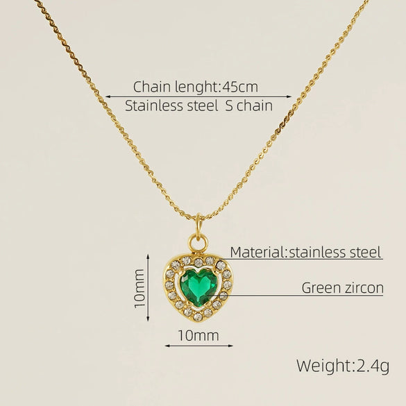 Necklace 316L Stainless Steel 18K Gold Plated Light Luxury Geometric Inlaid Zircon Sshaped Pendant For Women