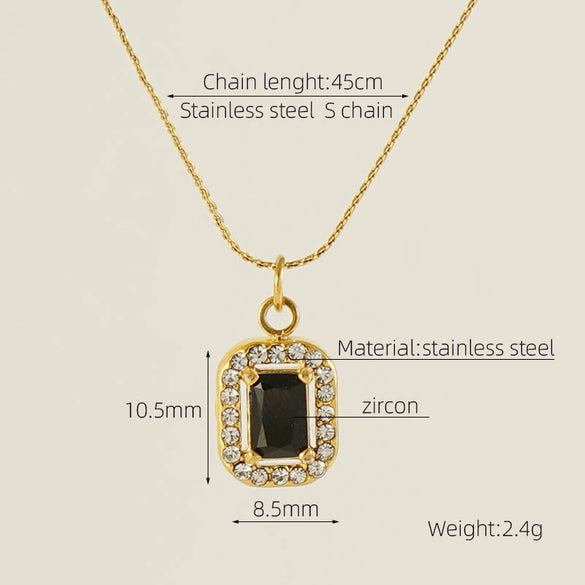 Necklace 316L Stainless Steel 18K Gold Plated Light Luxury Geometric Inlaid Zircon Sshaped Pendant For Women