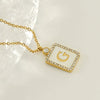 Necklace 316L Stainless Steel 18K Gold Plated Square Diamond English Letter Pendant For Women