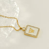 Necklace 316L Stainless Steel 18K Gold Plated Square Diamond English Letter Pendant For Women