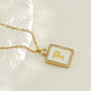 Necklace 316L Stainless Steel 18K Gold Plated Square Diamond English Letter Pendant For Women