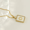 Necklace 316L Stainless Steel 18K Gold Plated Square Diamond English Letter Pendant For Women