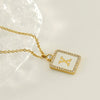 Necklace 316L Stainless Steel 18K Gold Plated Square Diamond English Letter Pendant For Women