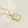 Necklace 316L Stainless Steel 18K Gold Plated Square Diamond English Letter Pendant For Women