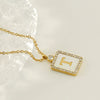 Necklace 316L Stainless Steel 18K Gold Plated Square Diamond English Letter Pendant For Women